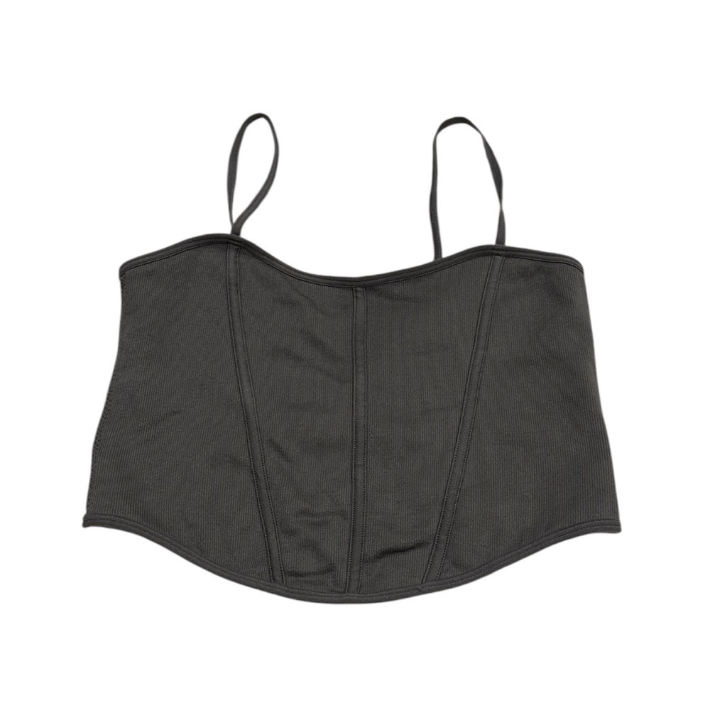 Garage Gray Corset Style Cropped Tank Top Small